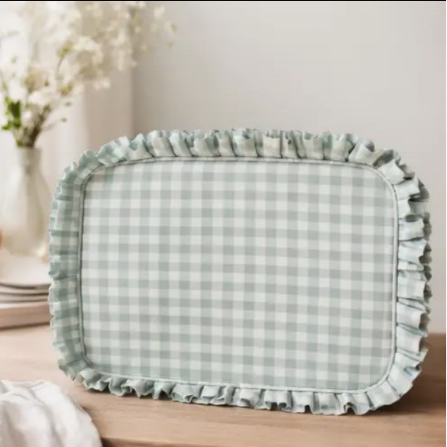 Personalized Gingham Ruffle Pouch