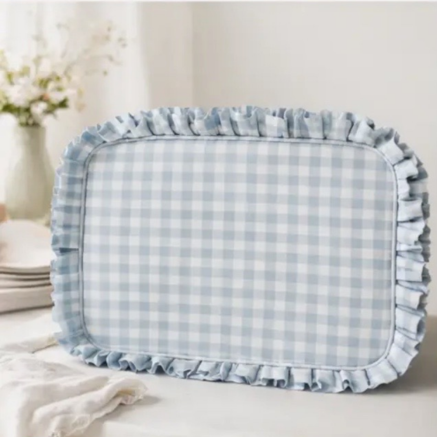 Personalized Gingham Ruffle Pouch